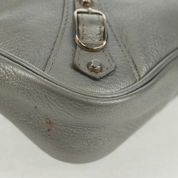 BALENCIAGA The Hip Shoulder Bag Leather Silver 242803 Auth 163625V