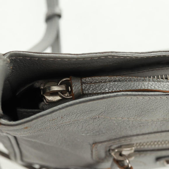 BALENCIAGA The Hip Shoulder Bag Leather Silver 242803 Auth 163625V