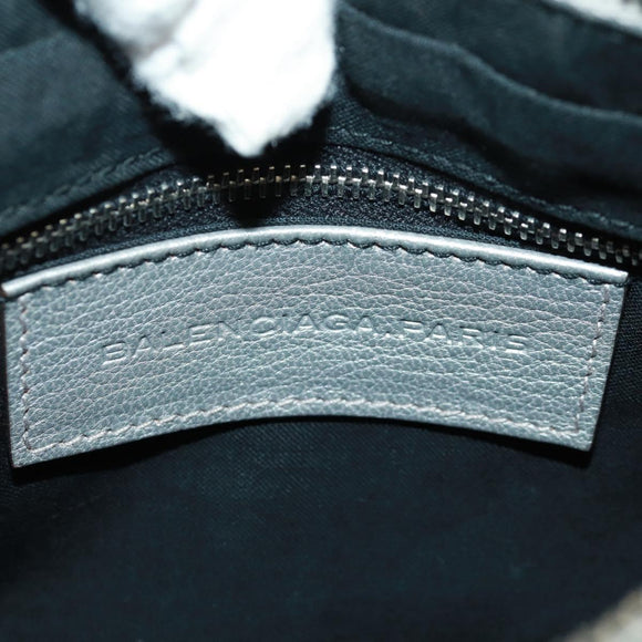 BALENCIAGA The Hip Shoulder Bag Leather Silver 242803 Auth 163625V