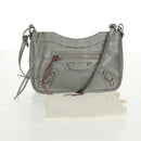 BALENCIAGA The Hip Shoulder Bag Leather Silver 242803 Auth 163625V-12