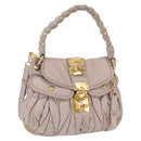 Miu Miu Matelasse Shoulder Bag Leather Pink Gold Auth 163628-1