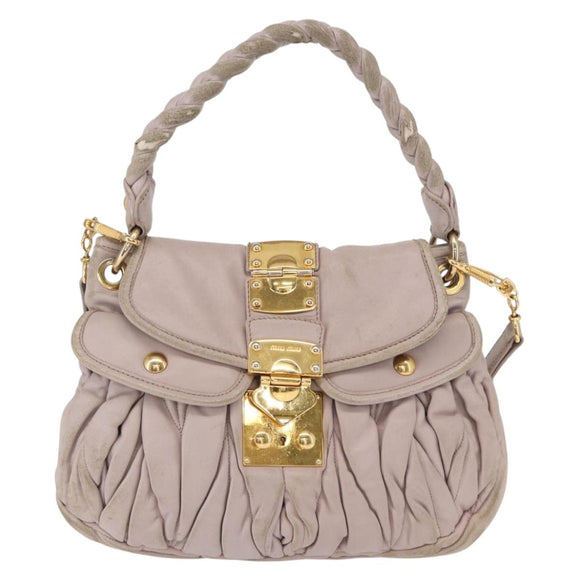 Miu Miu Matelasse Shoulder Bag Leather Pink Gold Auth 163628