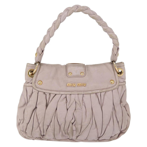 Miu Miu Matelasse Shoulder Bag Leather Pink Gold Auth 163628