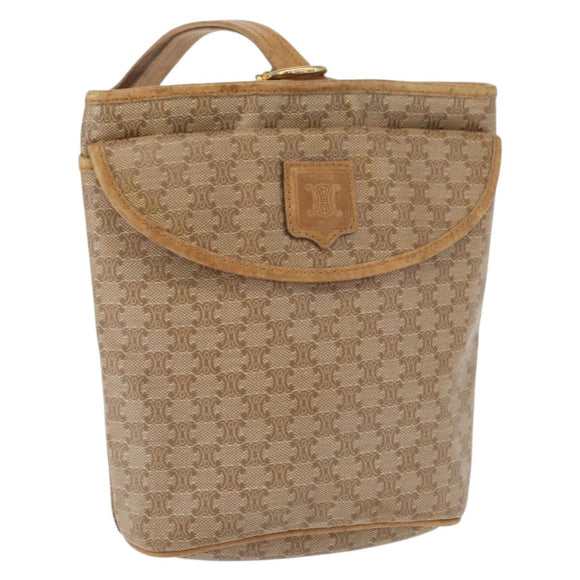 CELINE Macadam Canvas Hand Bag PVC Beige Gold Auth 163635