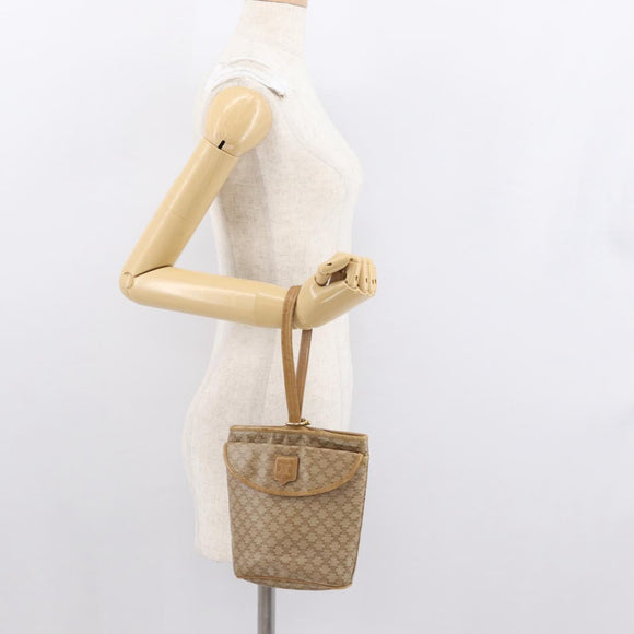 CELINE Macadam Canvas Hand Bag PVC Beige Gold Auth 163635
