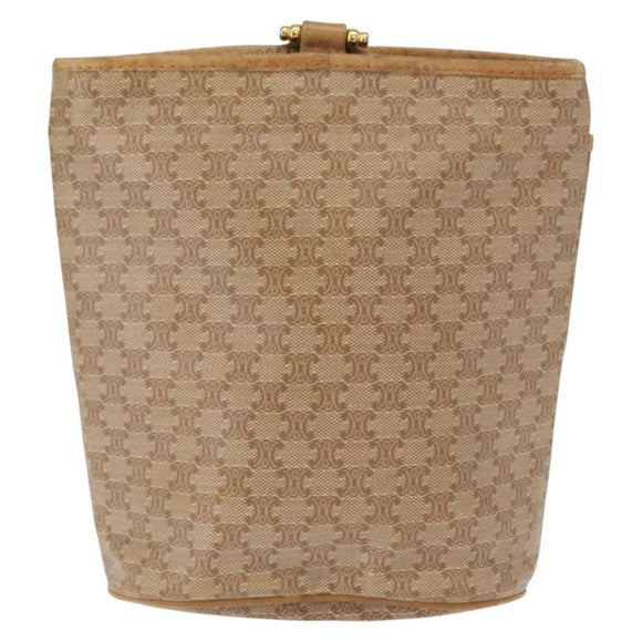 CELINE Macadam Canvas Hand Bag PVC Beige Gold Auth 163635