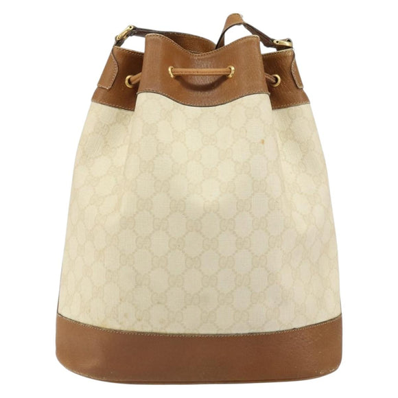GUCCI GG Supreme Shoulder Bag PVC White Gold 41 02 085 Auth 163636