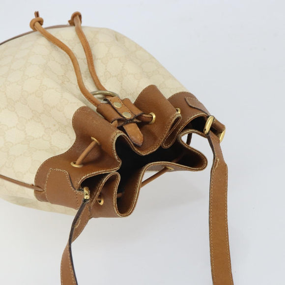GUCCI GG Supreme Shoulder Bag PVC White Gold 41 02 085 Auth 163636
