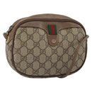 GUCCI GG Supreme Web Sherry Line Shoulder Bag PVC Beige Gold Auth 163639-1