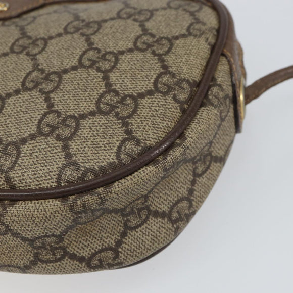 GUCCI GG Supreme Web Sherry Line Shoulder Bag PVC Beige Gold Auth 163639
