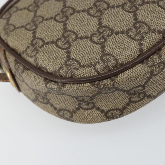 GUCCI GG Supreme Web Sherry Line Shoulder Bag PVC Beige Gold Auth 163639