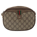 GUCCI GG Supreme Web Sherry Line Shoulder Bag PVC Beige Gold Auth 163639-13