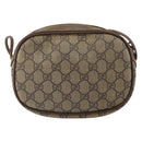 GUCCI GG Supreme Web Sherry Line Shoulder Bag PVC Beige Gold Auth 163639-2