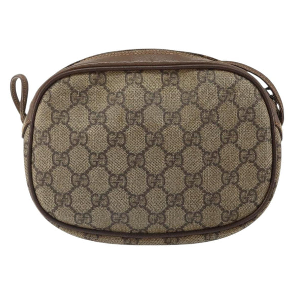 GUCCI GG Supreme Web Sherry Line Shoulder Bag PVC Beige Gold Auth 163639