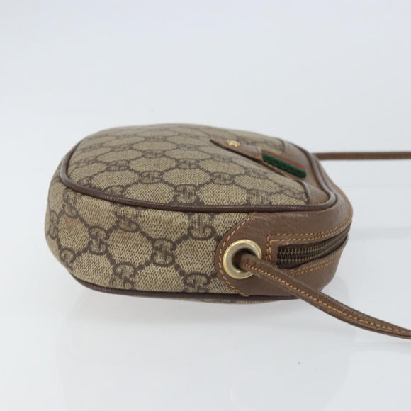 GUCCI GG Supreme Web Sherry Line Shoulder Bag PVC Beige Gold Auth 163639