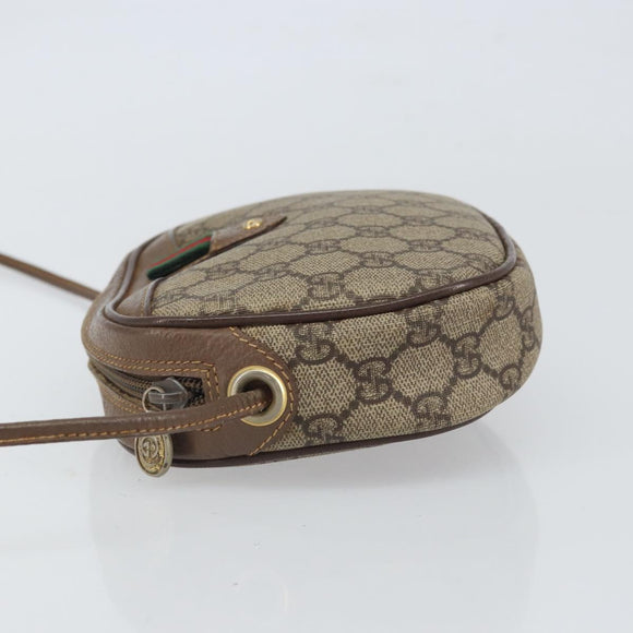 GUCCI GG Supreme Web Sherry Line Shoulder Bag PVC Beige Gold Auth 163639