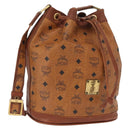 MCM Logogram Vicetos Shoulder Bag PVC Leather Brown Gold Auth 163640-1