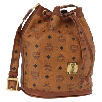 MCM Logogram Vicetos Shoulder Bag PVC Leather Brown Gold Auth 163640