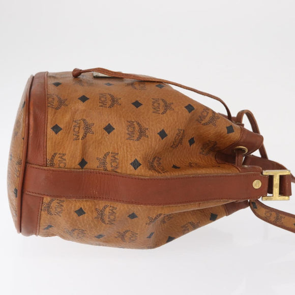 MCM Logogram Vicetos Shoulder Bag PVC Leather Brown Gold Auth 163640