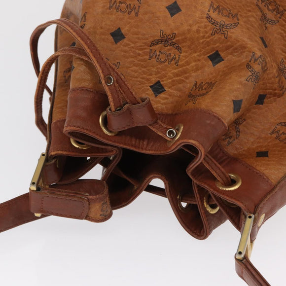 MCM Logogram Vicetos Shoulder Bag PVC Leather Brown Gold Auth 163640