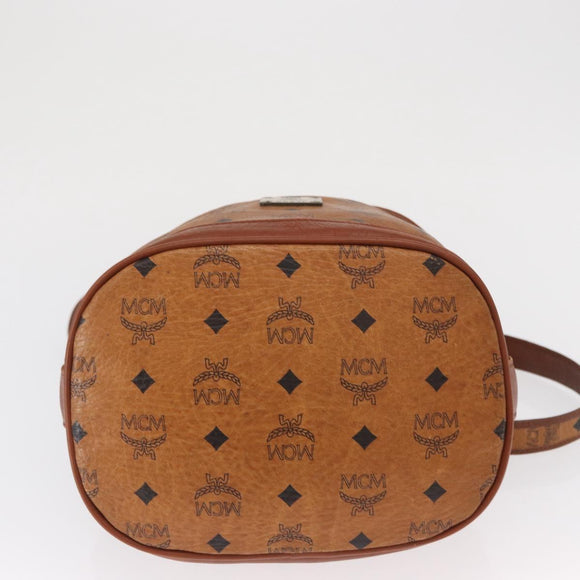 MCM Logogram Vicetos Shoulder Bag PVC Leather Brown Gold Auth 163640