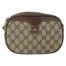 GUCCI GG Supreme Web Sherry Line Bag PVC Beige Gold 007 58 6112 1030 Auth 163653-2