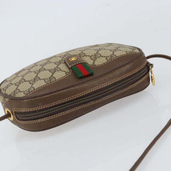 GUCCI GG Supreme Web Sherry Line Bag PVC Beige Gold 007 58 6112 1030 Auth 163653