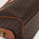 CELINE Macadam Canvas Boston Bag PVC Leather Brown Gold Auth 163655-9
