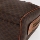 CELINE Macadam Canvas Boston Bag PVC Leather Brown Gold Auth 163655-14