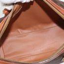 CELINE Macadam Canvas Boston Bag PVC Leather Brown Gold Auth 163655-10