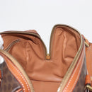 CELINE Macadam Canvas Boston Bag PVC Leather Brown Gold Auth 163655-19