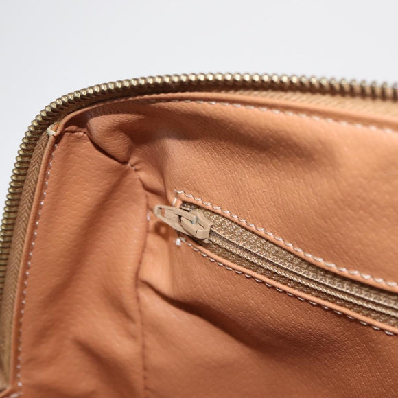 CELINE Macadam Canvas Boston Bag PVC Leather Brown Gold Auth 163655