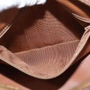 CELINE Macadam Canvas Boston Bag PVC Leather Brown Gold Auth 163655-22