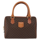 CELINE Macadam Canvas Boston Bag PVC Leather Brown Gold Auth 163655-13