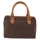 CELINE Macadam Canvas Boston Bag PVC Leather Brown Gold Auth 163655-2