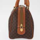 CELINE Macadam Canvas Boston Bag PVC Leather Brown Gold Auth 163655-4