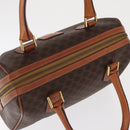 CELINE Macadam Canvas Boston Bag PVC Leather Brown Gold Auth 163655-6