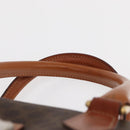 CELINE Macadam Canvas Boston Bag PVC Leather Brown Gold Auth 163655-8