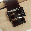 FENDI Zucca Canvas Mamma Baguette Shoulder Bag Beige Silver Auth 163656V-15