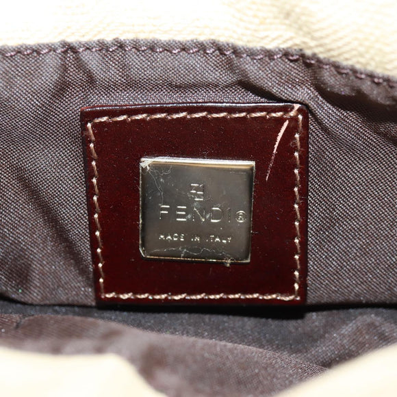 FENDI Zucca Canvas Mamma Baguette Shoulder Bag Beige Silver Auth 163656V