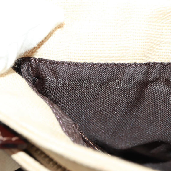 FENDI Zucca Canvas Mamma Baguette Shoulder Bag Beige Silver Auth 163656V