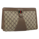 GUCCI GG Supreme Web Sherry Line Clutch Bag PVC Beige Gold 89 01 033 Auth 163659-1