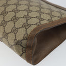 GUCCI GG Supreme Web Sherry Line Clutch Bag PVC Beige Gold 89 01 033 Auth 163659-10