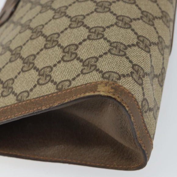 GUCCI GG Supreme Web Sherry Line Clutch Bag PVC Beige Gold 89 01 033 Auth 163659