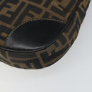 FENDI Zucca Canvas Shoulder Bag Black Brown Auth 163660-9