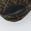 FENDI Zucca Canvas Shoulder Bag Black Brown Auth 163660-14