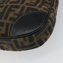 FENDI Zucca Canvas Shoulder Bag Black Brown Auth 163660-15