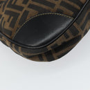 FENDI Zucca Canvas Shoulder Bag Black Brown Auth 163660-16