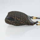 FENDI Zucca Canvas Shoulder Bag Black Brown Auth 163660-3