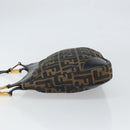 FENDI Zucca Canvas Shoulder Bag Black Brown Auth 163660-4